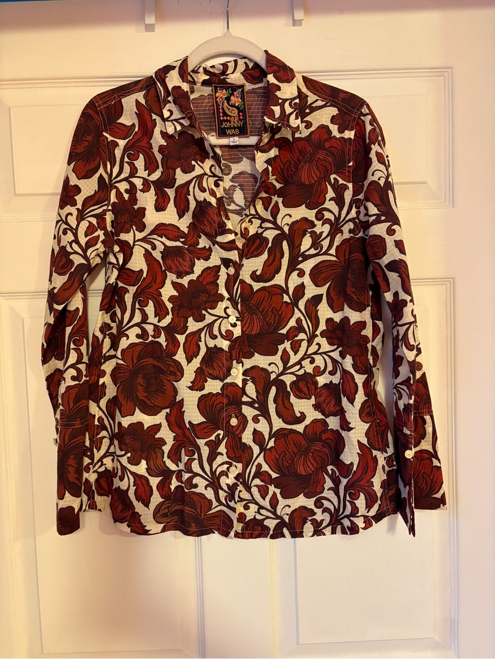 Johnny Was Vintage Button Up Shirt in Camila Red